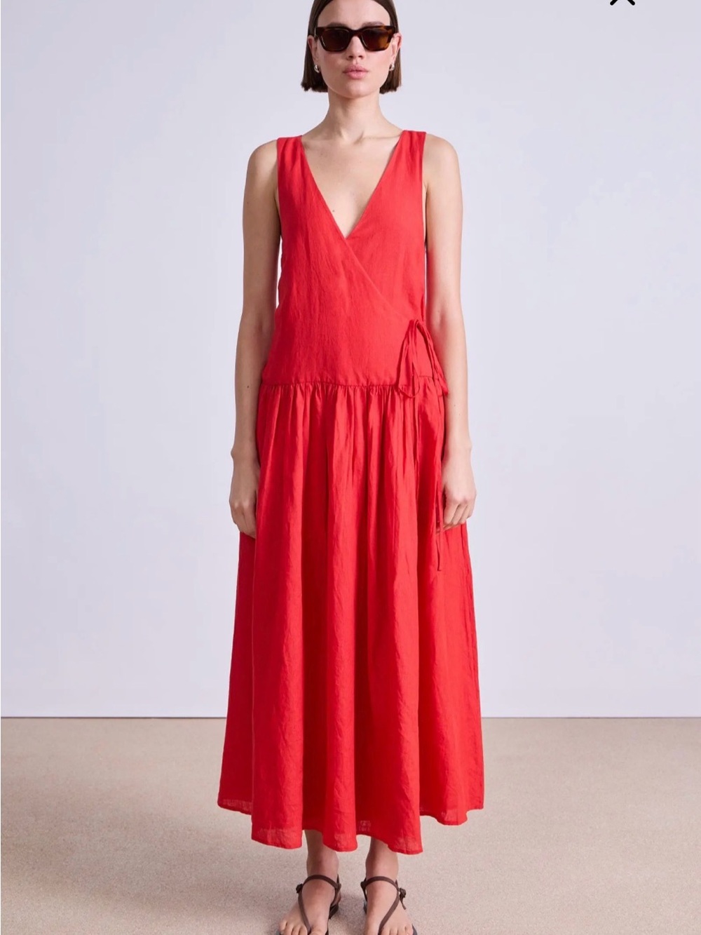 Apiece Apart Red Sleeveless Maxi Wrap Dress